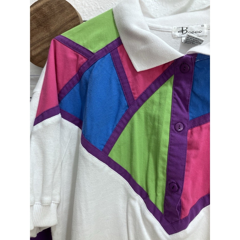 Vintage 80s Bocoo 2 Piece Outfit Light Weight Pant Shirt Large Retro Geometric - Picture 4 of 16